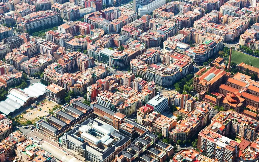 The grid of Barcelona&rsquo;s Eixample seen from above